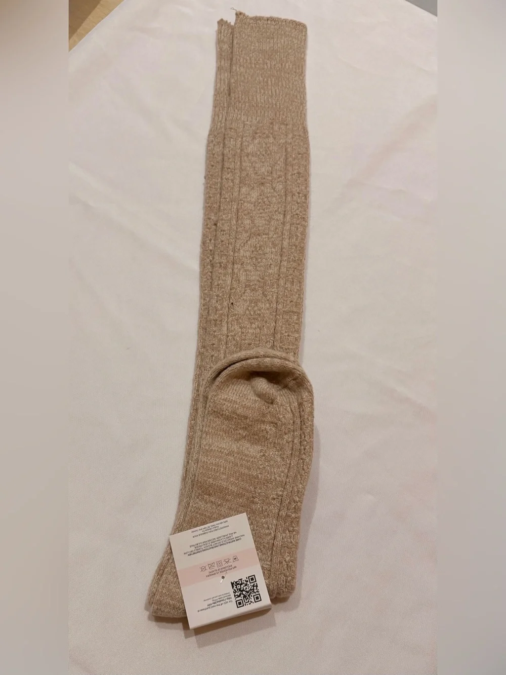 Pudus Sweater Socks NWT Oatmeal Knee High Cable Knit One Size 6-10